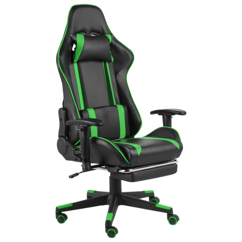 Gaming-Stuhl mit Fußstütze Drehbar Grün PVC Gaming-Stuhl mit Fußstütze Drehbar Grün PVC