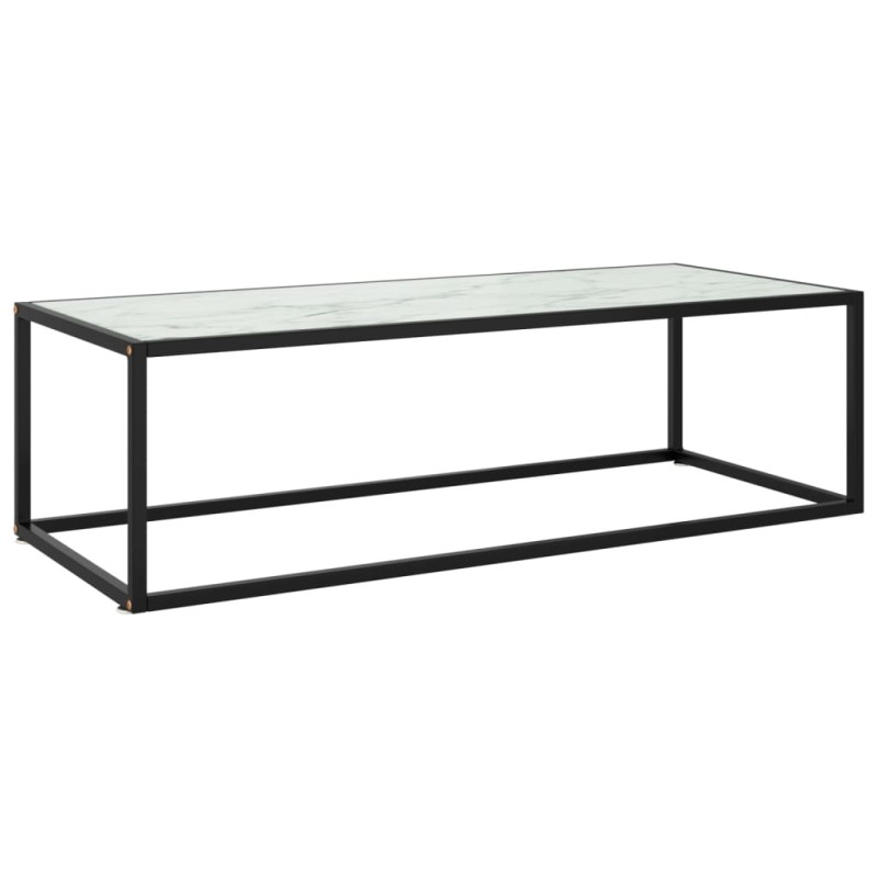 vidaXL Couchtisch Schwarz mit Weißem Glas in Marmor-Optik 120x50x35 cm vidaXL Couchtisch Schwarz mit Weißem Glas in Marmor-Optik 120x50x35 cm