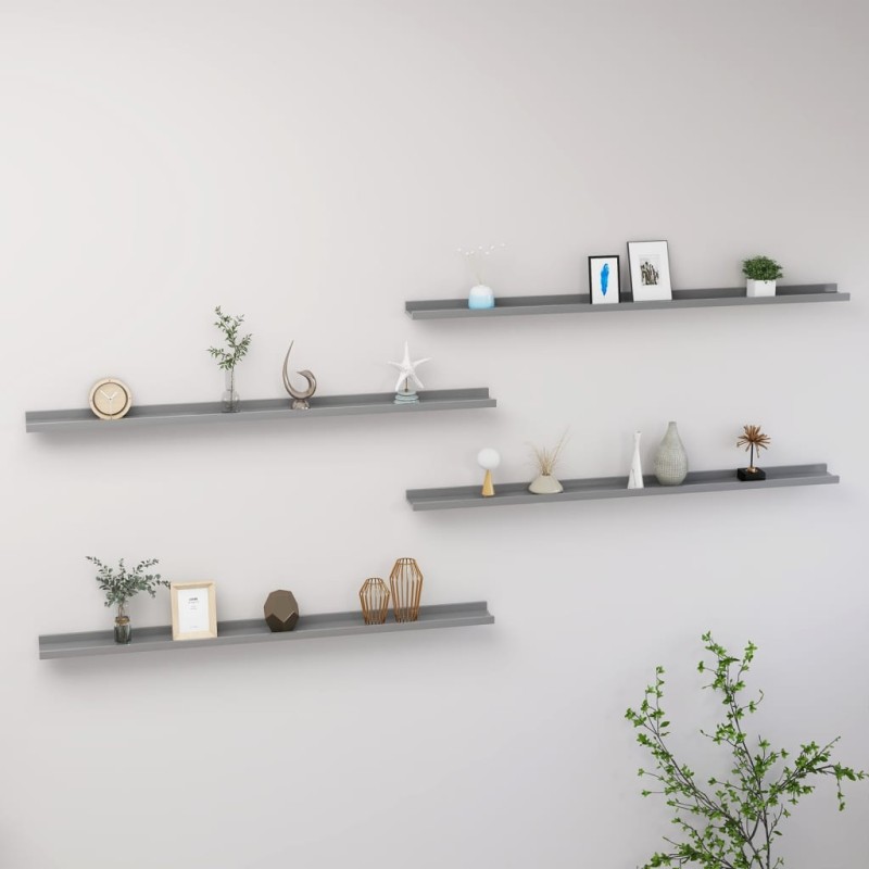 vidaXL Wandregale 4 Stk. Grau 115x9x3 cm vidaXL Wandregale 4 Stk. Grau 115x9x3 cm