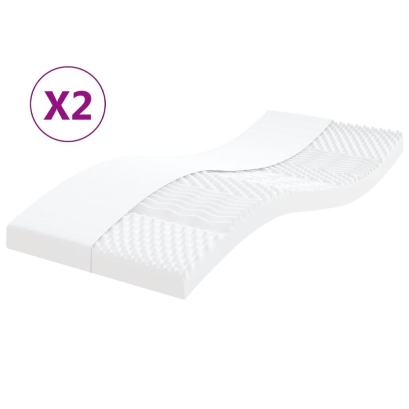 vidaXL Schaumstoffmatratzen 2 Stk. 80x200 cm 7-Zonen Härtegrad 20 ILD vidaXL Schaumstoffmatratzen 2 Stk. 80x200 cm 7-Zonen Härtegrad 20 ILD