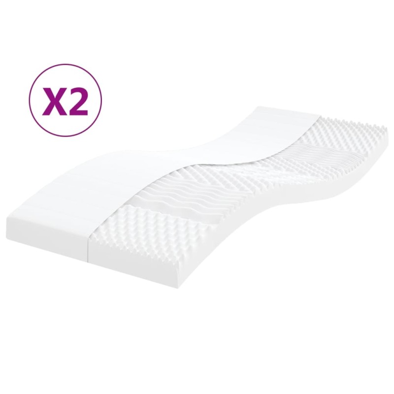 vidaXL Schaumstoffmatratzen 2 Stk. 90x200 cm 7-Zonen Härtegrad 20 ILD vidaXL Schaumstoffmatratzen 2 Stk. 90x200 cm 7-Zonen Härtegrad 20 ILD