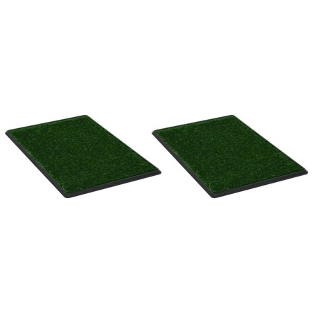 vidaXL Haustiertoiletten 2 Stk. mit Tablett Kunstrasen Grün 76x51x3 cm
