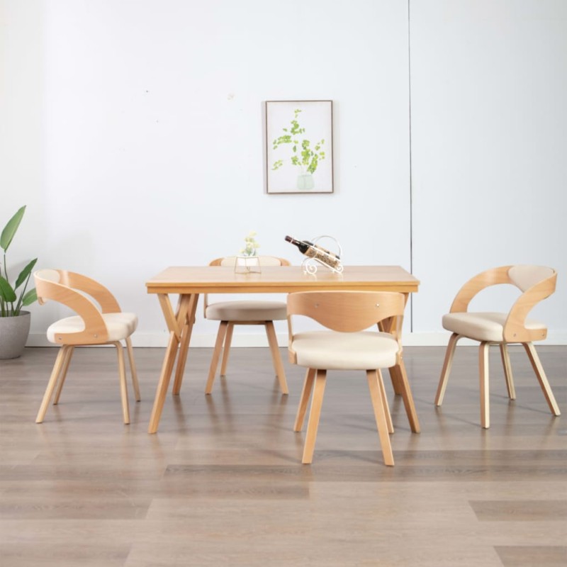 vidaXL Esszimmerstühle 4 Stk. Creme Bugholz und Kunstleder vidaXL Esszimmerstühle 4 Stk. Creme Bugholz und Kunstleder