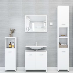 vidaXL 4-tlg. Badmöbel-Set Weiß Holzwerkstoff