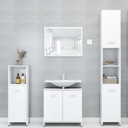 vidaXL 4-tlg. Badmöbel-Set Hochglanz-Weiß Holzwerkstoff