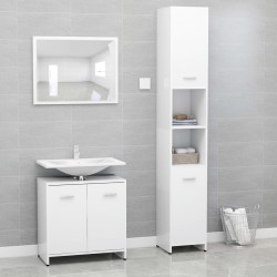 vidaXL 3-tlg. Badmöbel-Set Weiß Holzwerkstoff