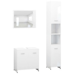 vidaXL 3-tlg. Badmöbel-Set Weiß Holzwerkstoff