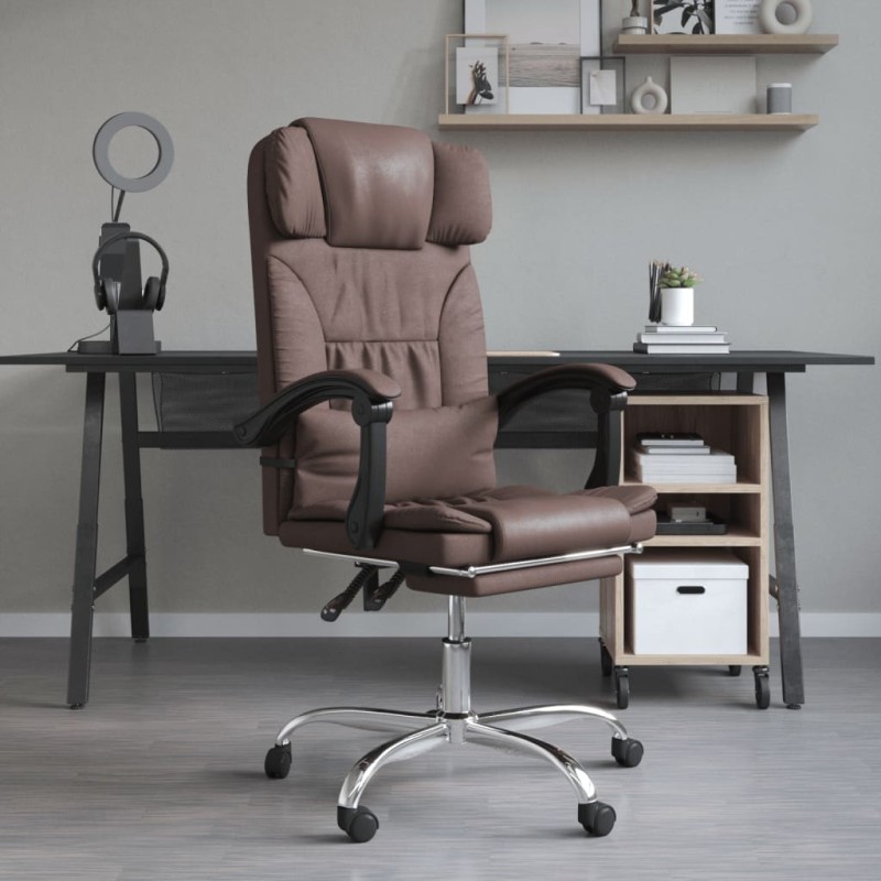 Bürostuhl mit Massagefunktion Braun Kunstleder Bürostuhl mit Massagefunktion Braun Kunstleder
