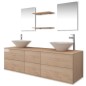 vidaXL 9-tlg. Badmöbel-Set mit Waschbecken und Wasserhahn Beige vidaXL 9-tlg. Badmöbel-Set mit Waschbecken und Wasserhahn Beige