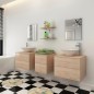 vidaXL 9-tlg. Badmöbel-Set mit Waschbecken und Wasserhahn Beige vidaXL 9-tlg. Badmöbel-Set mit Waschbecken und Wasserhahn Beige