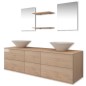 vidaXL 9-tlg. Badmöbel-Set mit Waschbecken und Wasserhahn Beige vidaXL 9-tlg. Badmöbel-Set mit Waschbecken und Wasserhahn Beige