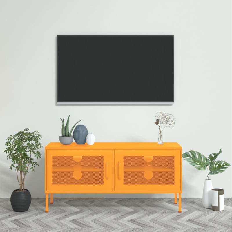 vidaXL TV-Schrank Senfgelb 105x35x50 cm Stahl vidaXL TV-Schrank Senfgelb 105x35x50 cm Stahl
