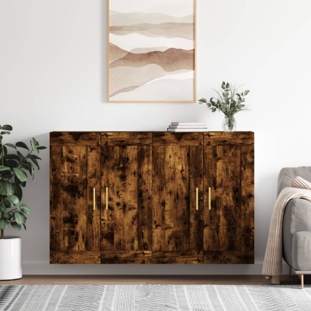 Wandschränke 2 Stk. Räuchereiche Holzwerkstoff