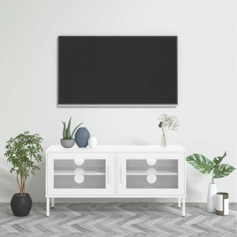 vidaXL TV-Schrank Weiß 105x35x50 cm Stahl vidaXL TV-Schrank Weiß 105x35x50 cm Stahl