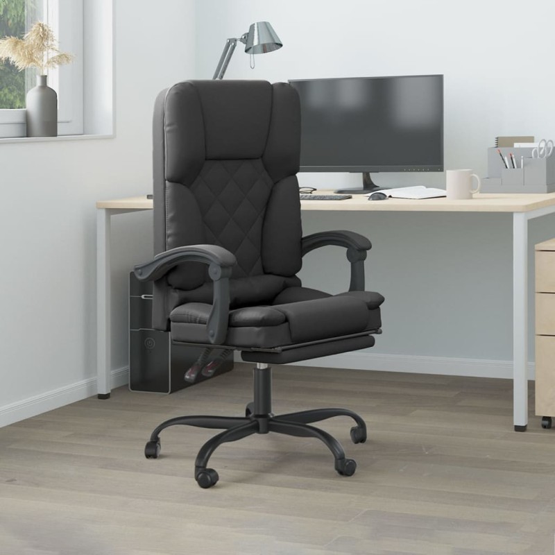 Bürostuhl mit Massagefunktion Schwarz Kunstleder Bürostuhl mit Massagefunktion Schwarz Kunstleder