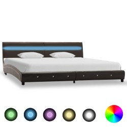 Bettgestell mit LED Grau Kunstleder 180x200 cm