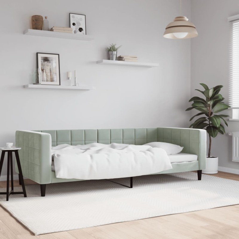 vidaXL Tagesbett Hellgrau 90x190 cm Samt vidaXL Tagesbett Hellgrau 90x190 cm Samt