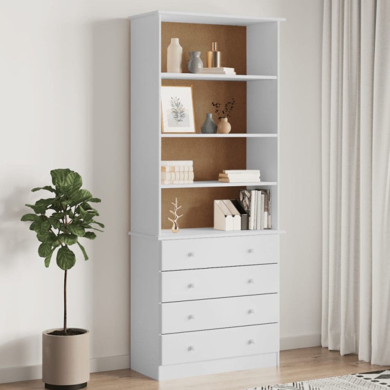 vidaXL Bücherregal mit Schubladen ALTA Weiß 77x35x186,5 cm Kiefernholz vidaXL Bücherregal mit Schubladen ALTA Weiß 77x35x186,5 cm Kiefernholz