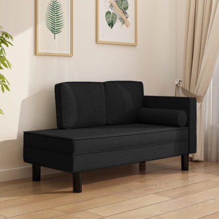 vidaXL Chaiselongue mit Kissen und Nackenrolle Schwarz Stoff