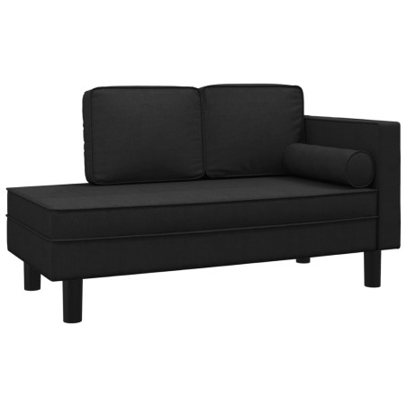 vidaXL Chaiselongue mit Kissen und Nackenrolle Schwarz Stoff