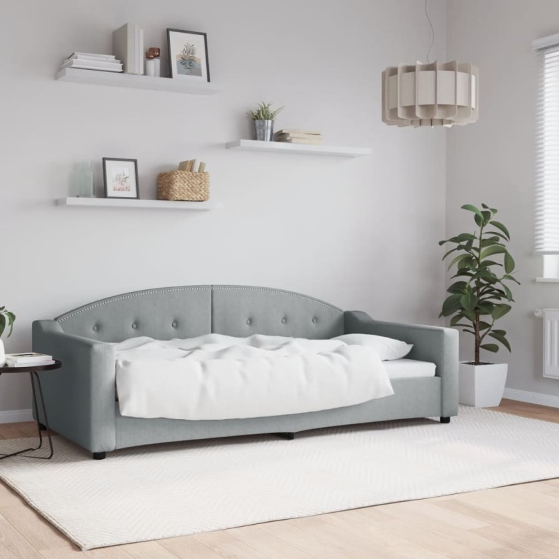 vidaXL Tagesbett Hellgrau 90x190 cm Stoff vidaXL Tagesbett Hellgrau 90x190 cm Stoff