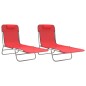 vidaXL Sonnenliegen Klappbar 2 Stk. Rot Textilene und Stahl vidaXL Sonnenliegen Klappbar 2 Stk. Rot Textilene und Stahl