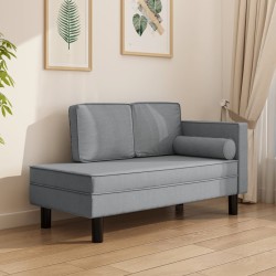 vidaXL Chaiselongue mit Kissen und Nackenrolle Hellgrau Stoff