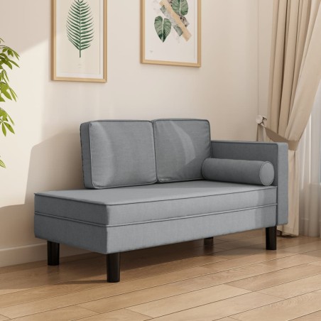 vidaXL Chaiselongue mit Kissen und Nackenrolle Hellgrau Stoff