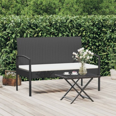 vidaXL Gartenbank mit Kissen Schwarz 105 cm Poly Rattan