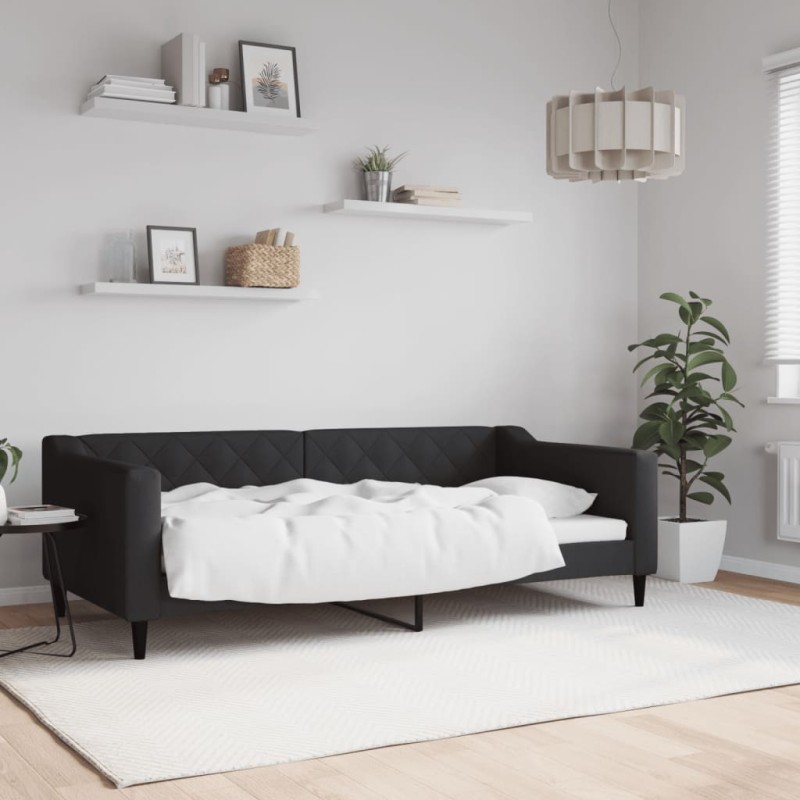 vidaXL Tagesbett Schwarz 90x190 cm Stoff vidaXL Tagesbett Schwarz 90x190 cm Stoff