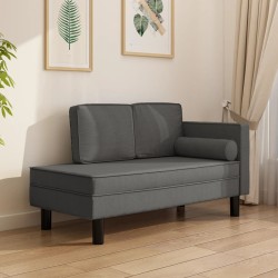 vidaXL Chaiselongue mit Kissen und Nackenrolle Dunkelgrau Stoff