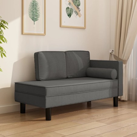 vidaXL Chaiselongue mit Kissen und Nackenrolle Dunkelgrau Stoff