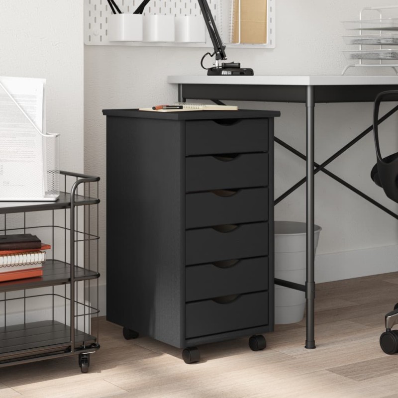 vidaXL Rollschrank mit Schubladen MOSS Grau Massivholz Kiefer vidaXL Rollschrank mit Schubladen MOSS Grau Massivholz Kiefer