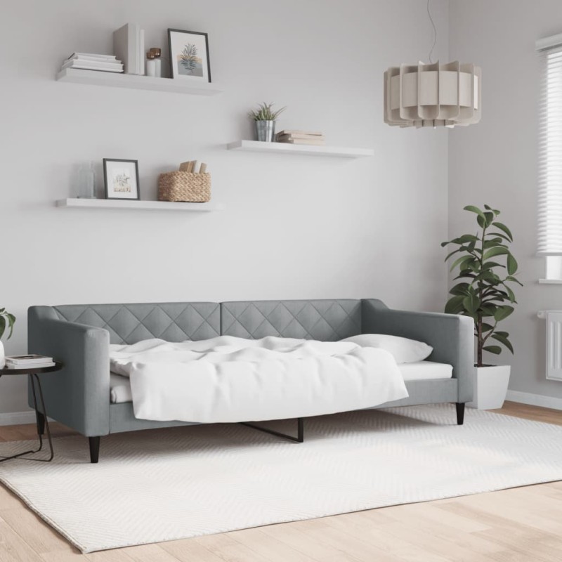 vidaXL Tagesbett Hellgrau 90x200 cm Stoff vidaXL Tagesbett Hellgrau 90x200 cm Stoff