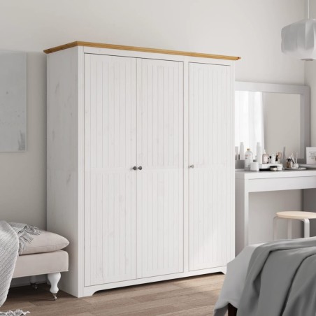 vidaXL Kleiderschrank BODO Weiß & Braun 151,5x52x176,5 cm Kiefernholz