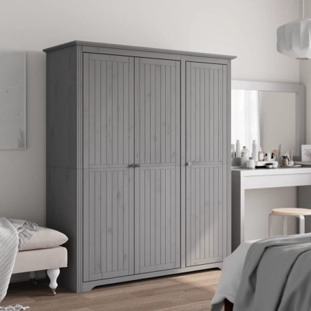 vidaXL Kleiderschrank BODO Grau 151,5x52x176,5 cm Massivholz Kiefer