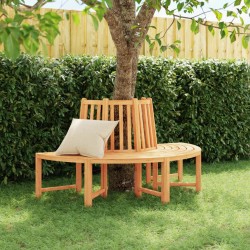 vidaXL Baumbank Halbrund Ø160 cm Massivholz Teak