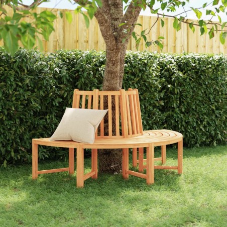 vidaXL Baumbank Halbrund Ø160 cm Massivholz Teak