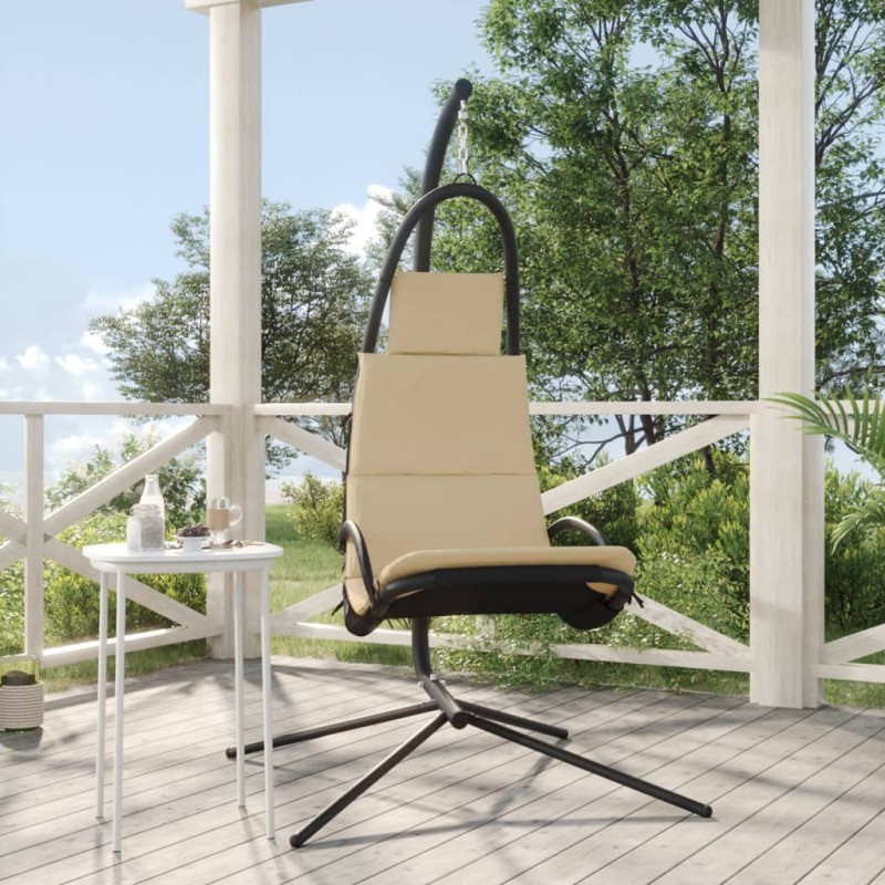 vidaXL Garten-Hängestuhl mit Kissen Creme Oxford-Gewebe und Stahl vidaXL Garten-Hängestuhl mit Kissen Creme Oxford-Gewebe und Stahl