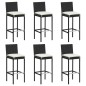 vidaXL Barhocker mit Kissen 6 Stk. Schwarz Poly Rattan vidaXL Barhocker mit Kissen 6 Stk. Schwarz Poly Rattan