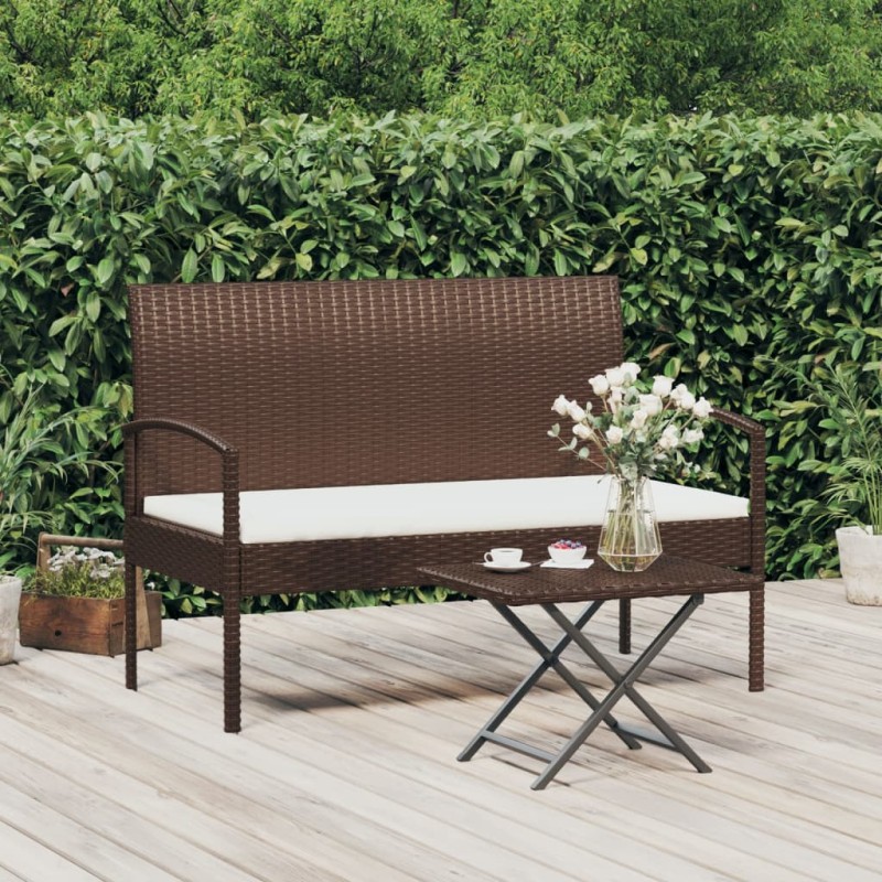 vidaXL Gartenbank mit Kissen Braun 105 cm Poly Rattan vidaXL Gartenbank mit Kissen Braun 105 cm Poly Rattan