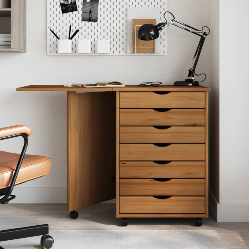 vidaXL Rollschrank mit Schreibtisch MOSS Honigbraun Massivholz Kiefer vidaXL Rollschrank mit Schreibtisch MOSS Honigbraun Massivholz Kiefer