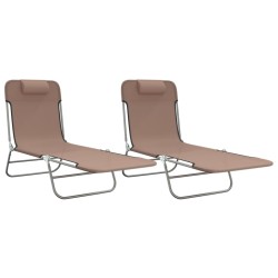 vidaXL Sonnenliegen Klappbar 2 Stk. Braun Textilene und Stahl