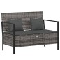 vidaXL Gartenbank 2-Sitzer mit Kissen Grau Poly Rattan vidaXL Gartenbank 2-Sitzer mit Kissen Grau Poly Rattan