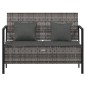 vidaXL Gartenbank 2-Sitzer mit Kissen Grau Poly Rattan vidaXL Gartenbank 2-Sitzer mit Kissen Grau Poly Rattan