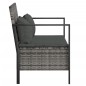 vidaXL Gartenbank 2-Sitzer mit Kissen Grau Poly Rattan vidaXL Gartenbank 2-Sitzer mit Kissen Grau Poly Rattan