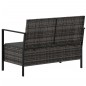 vidaXL Gartenbank 2-Sitzer mit Kissen Grau Poly Rattan vidaXL Gartenbank 2-Sitzer mit Kissen Grau Poly Rattan