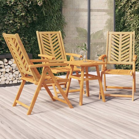 vidaXL Gartenstühle Verstellbar 3 Stk. Massivholz Akazie