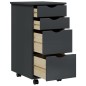 vidaXL Rollschrank mit Schubladen MOSS Grau Massivholz Kiefer vidaXL Rollschrank mit Schubladen MOSS Grau Massivholz Kiefer