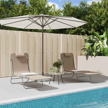 vidaXL Sonnenliegen Klappbar 2 Stk. Taupe Textilene und Stahl